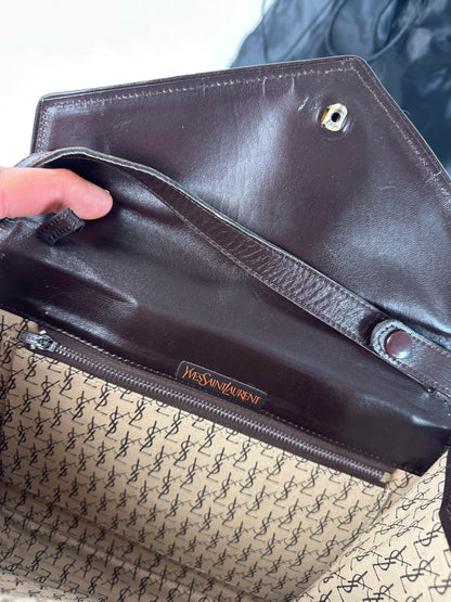 Vintage Yves Saint Laurent Canvas Envelope Shoulder Bag Beige