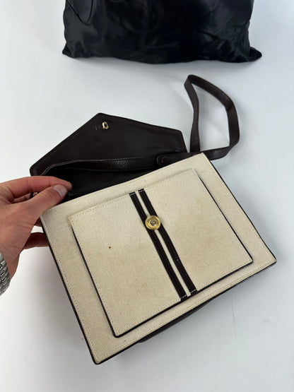 Vintage Yves Saint Laurent Canvas Envelope Shoulder Bag Beige
