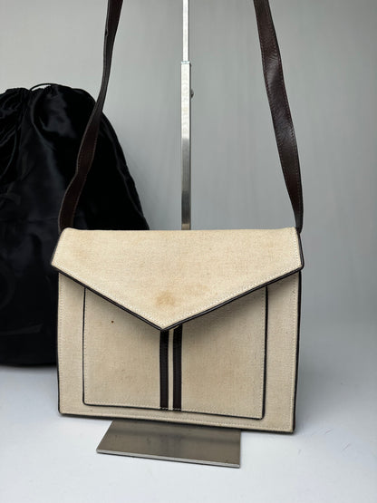 Vintage Yves Saint Laurent Canvas Envelope Shoulder Bag Beige