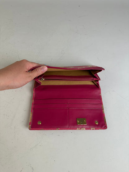 Vintage Vivienne Westwood Printed Leather Wallet Pink Gold