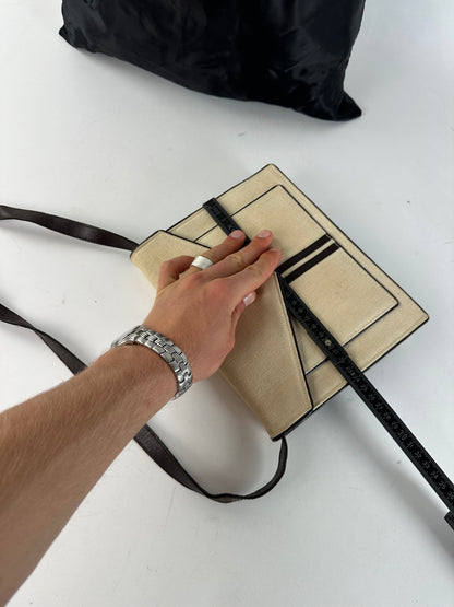 Vintage Yves Saint Laurent Canvas Envelope Shoulder Bag Beige
