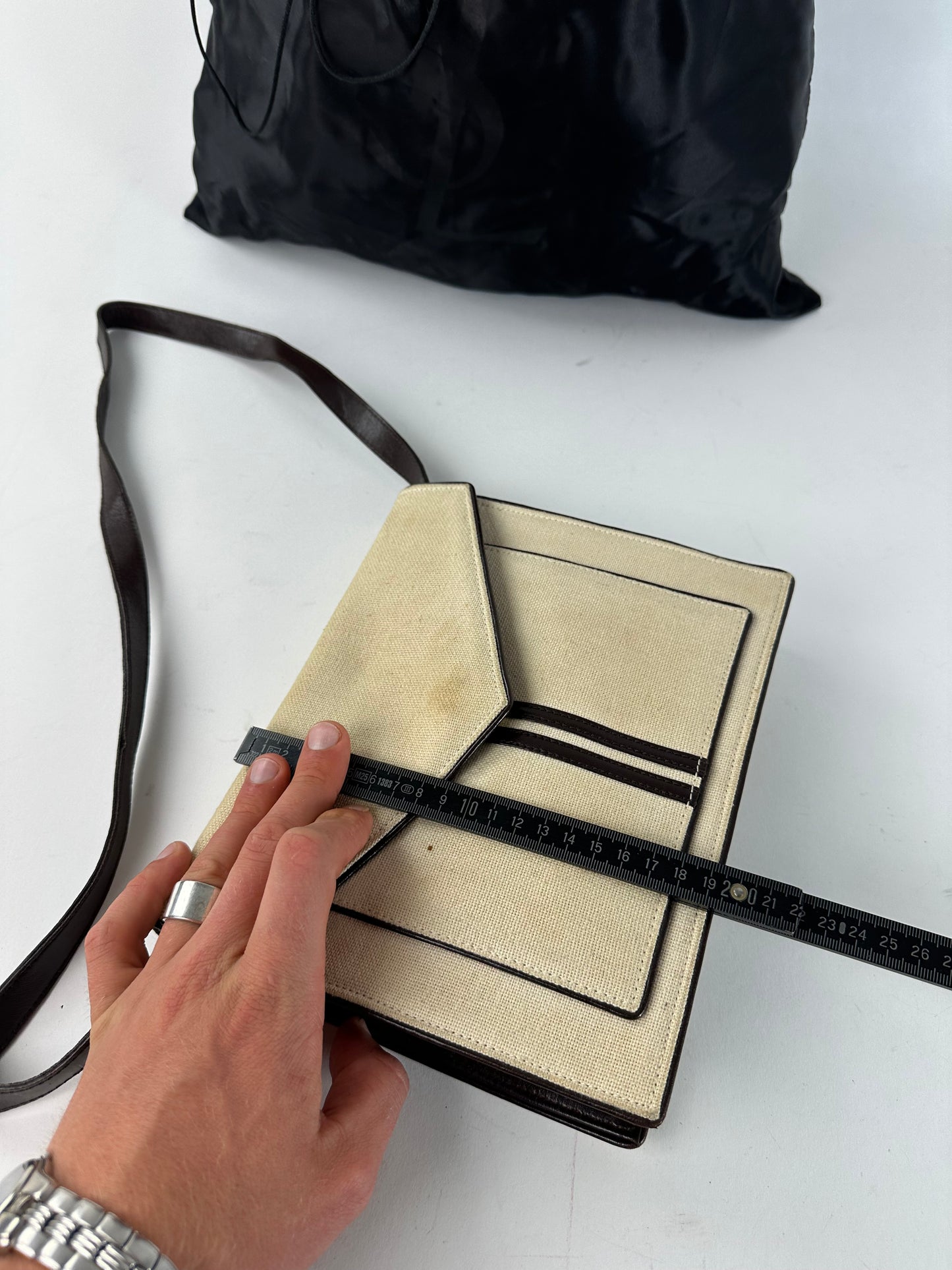 Vintage Yves Saint Laurent Canvas Envelope Shoulder Bag Beige