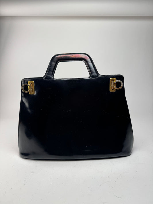 Vintage Salvatore Ferragamo Patent Leather Bag black