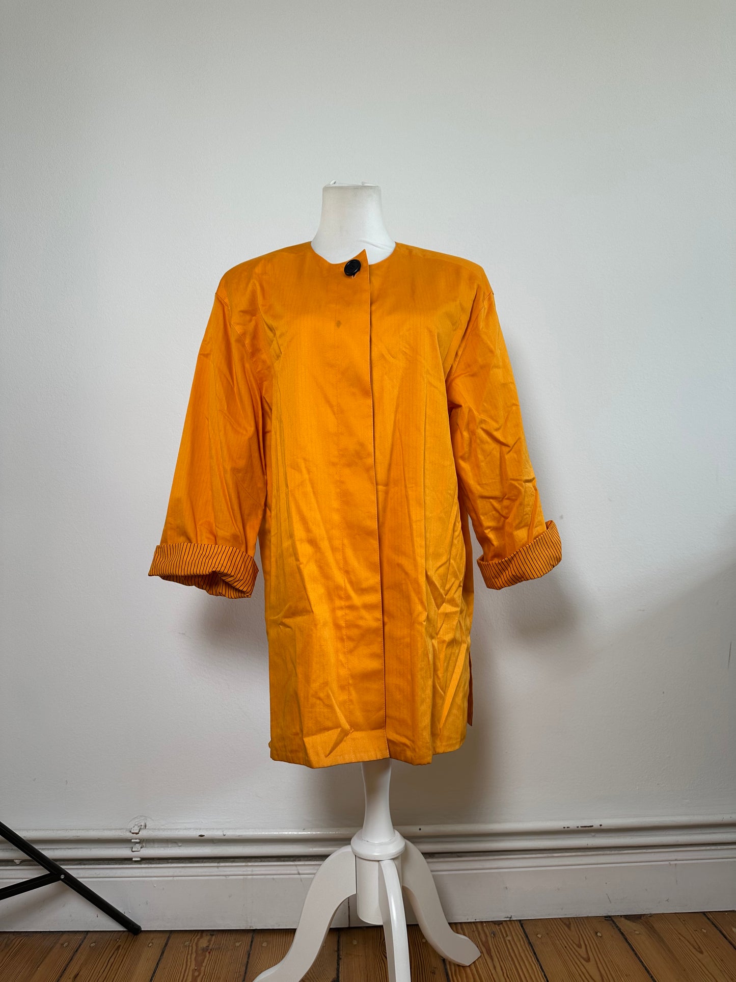 Vintage Dior Silk Coat Orange Black Button M