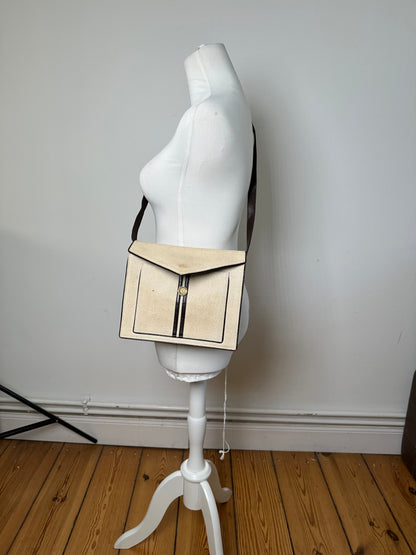 Vintage Yves Saint Laurent Canvas Envelope Shoulder Bag Beige