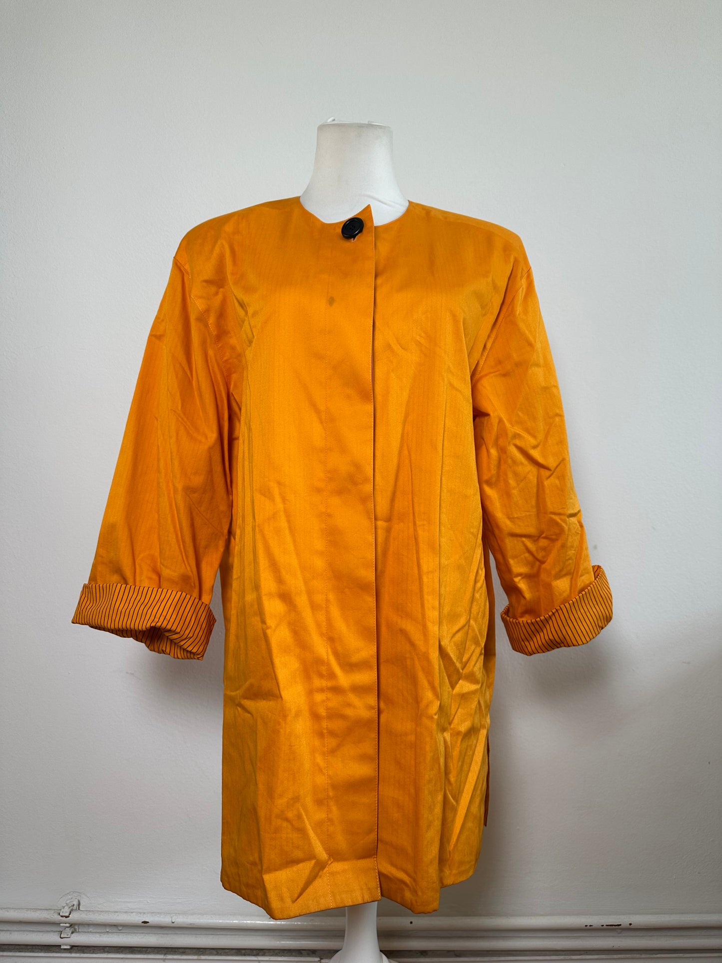 Vintage Dior Silk Coat Orange Black Button M