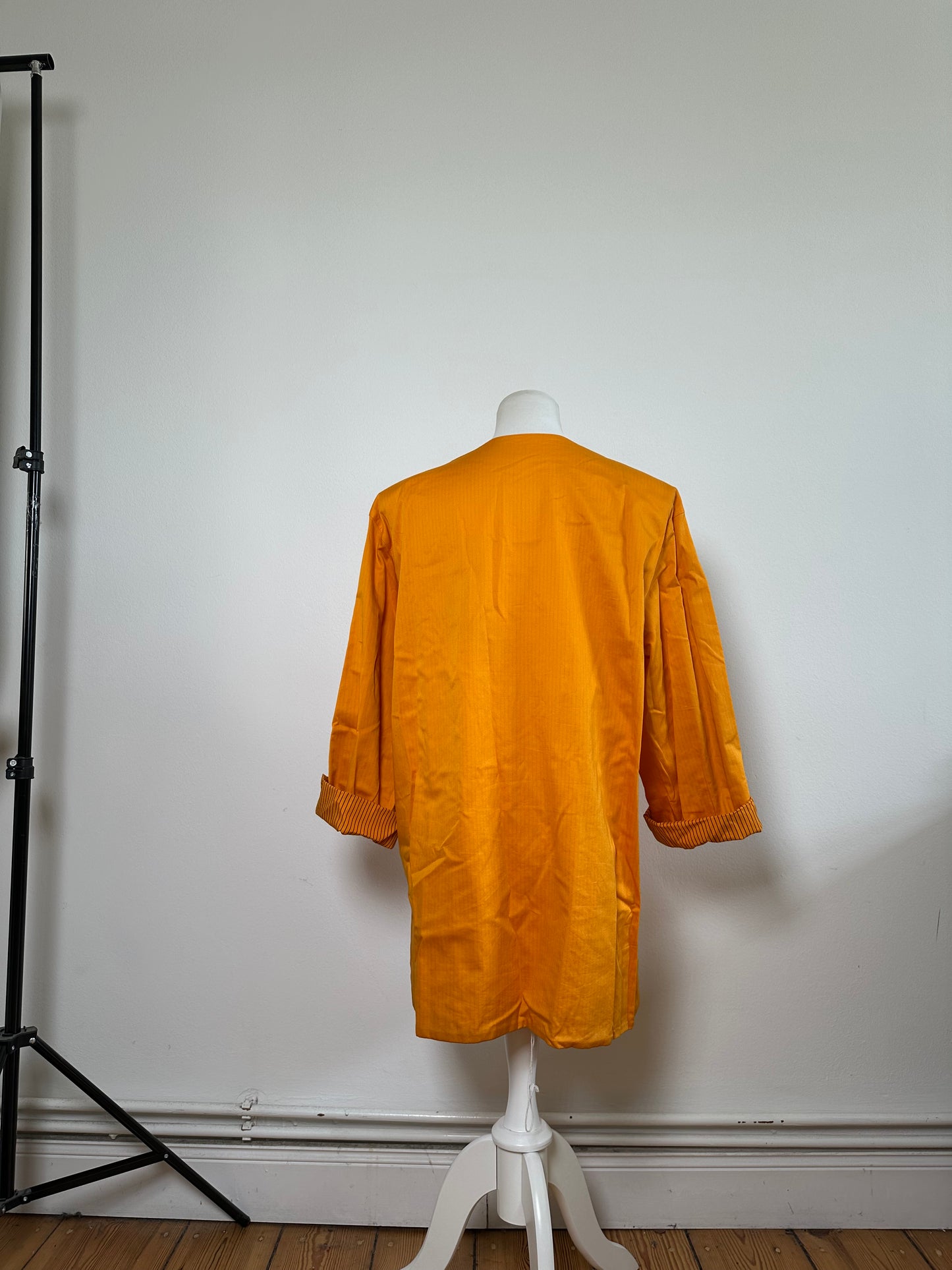 Vintage Dior Silk Coat Orange Black Button M