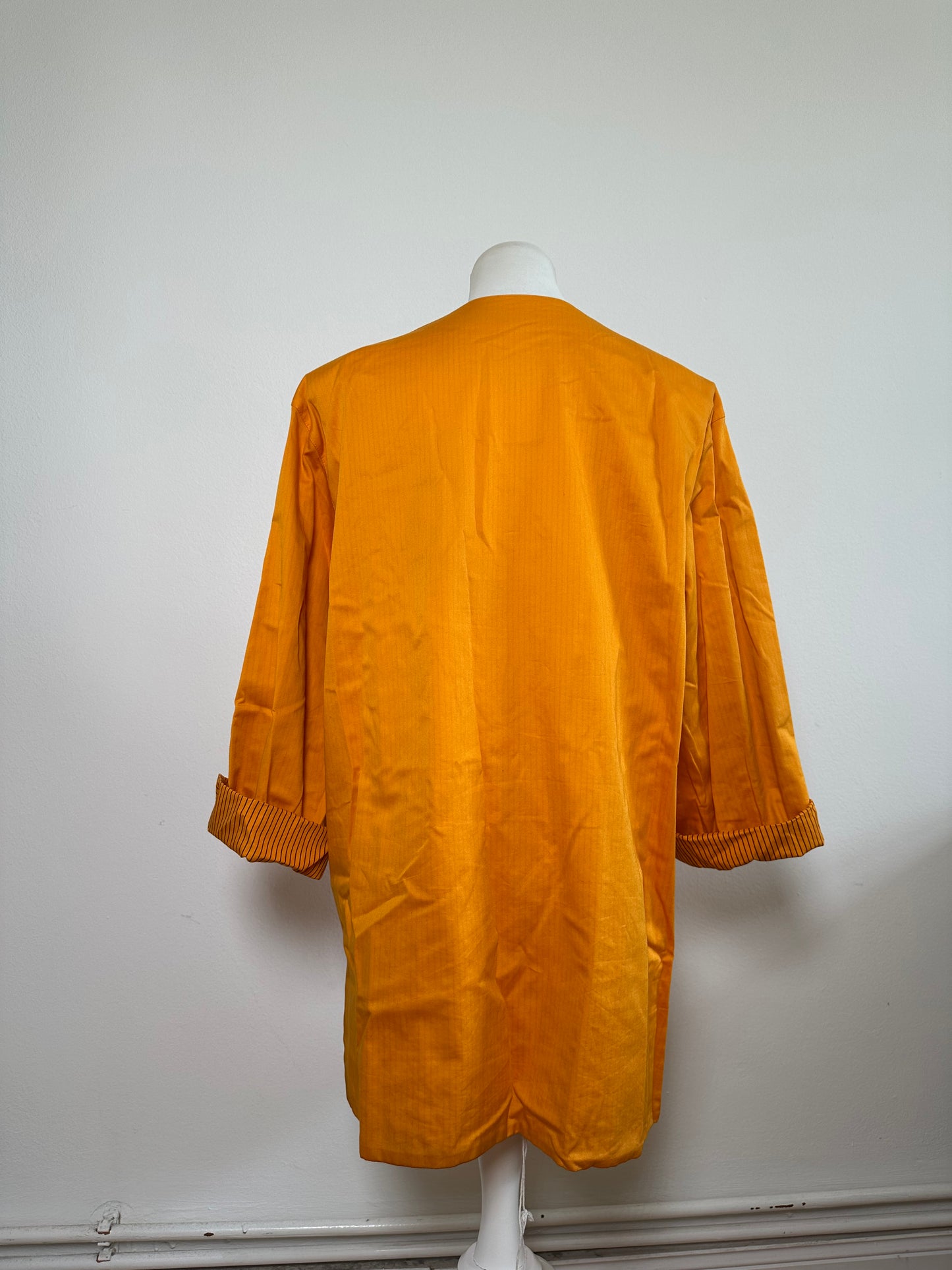 Vintage Dior Silk Coat Orange Black Button M