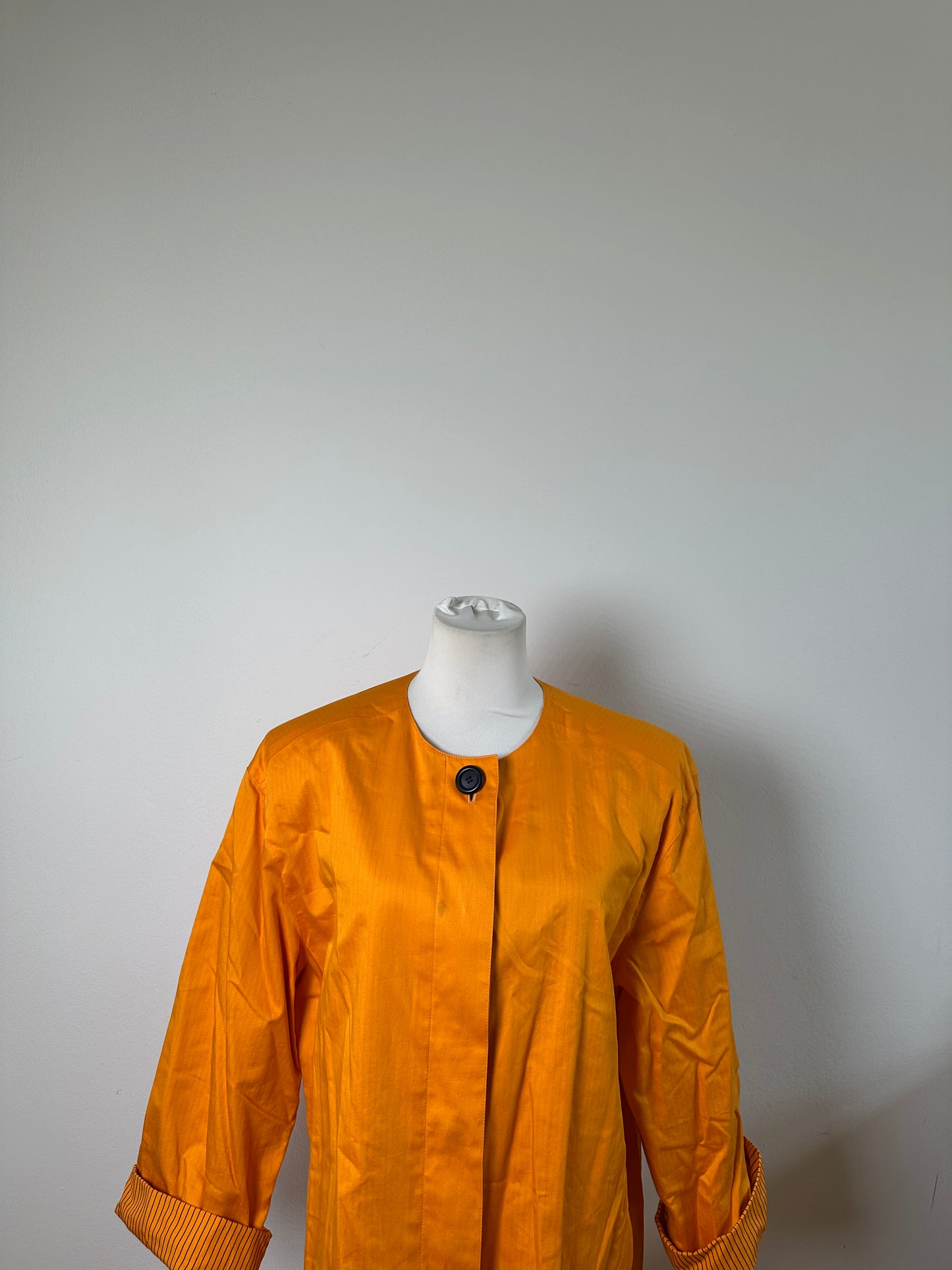 Vintage Dior Silk Coat Orange Black Button M