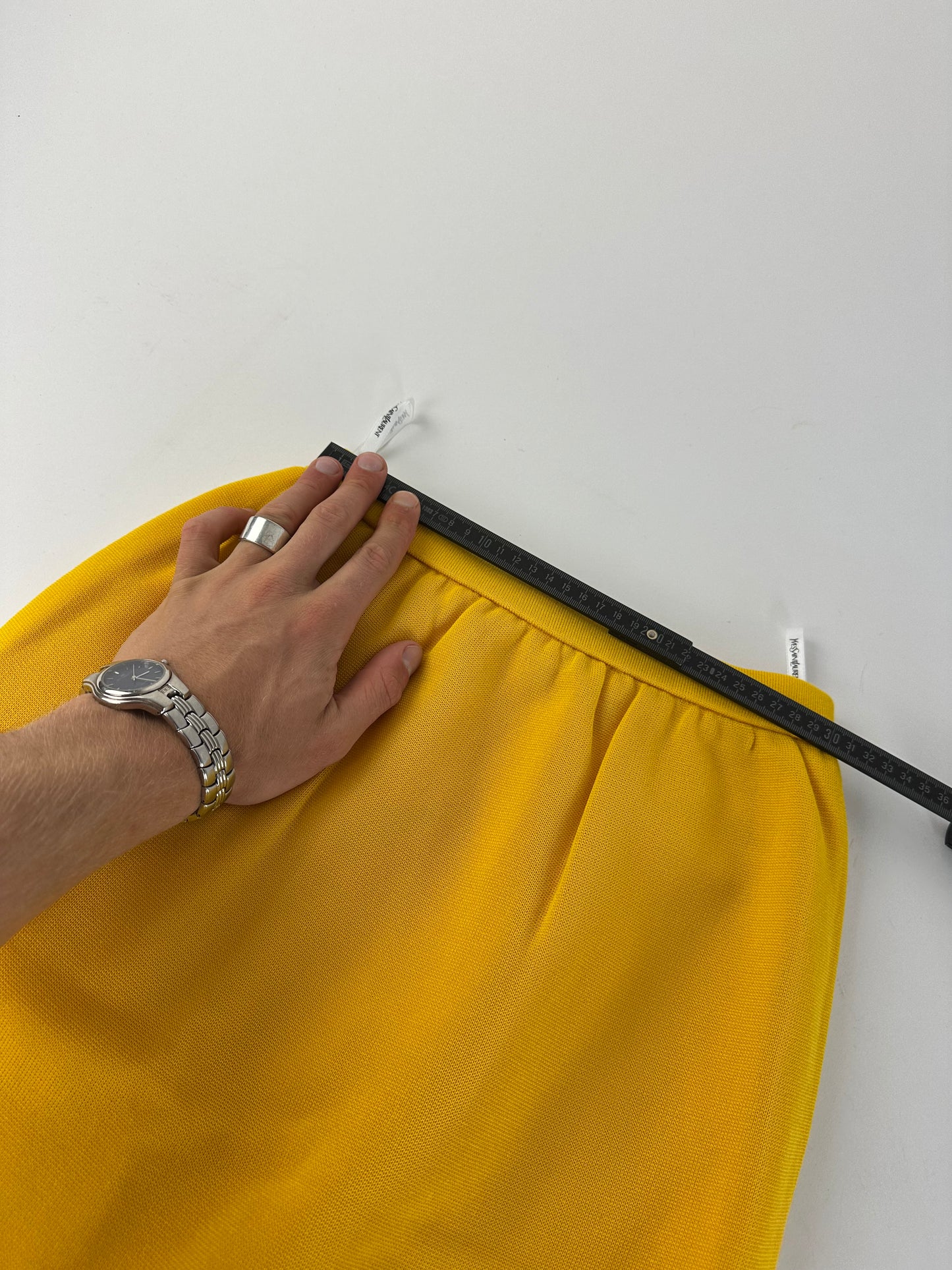 Vintage Yves Saint Laurent Marigold Yellow Wool Pencil Skirt
