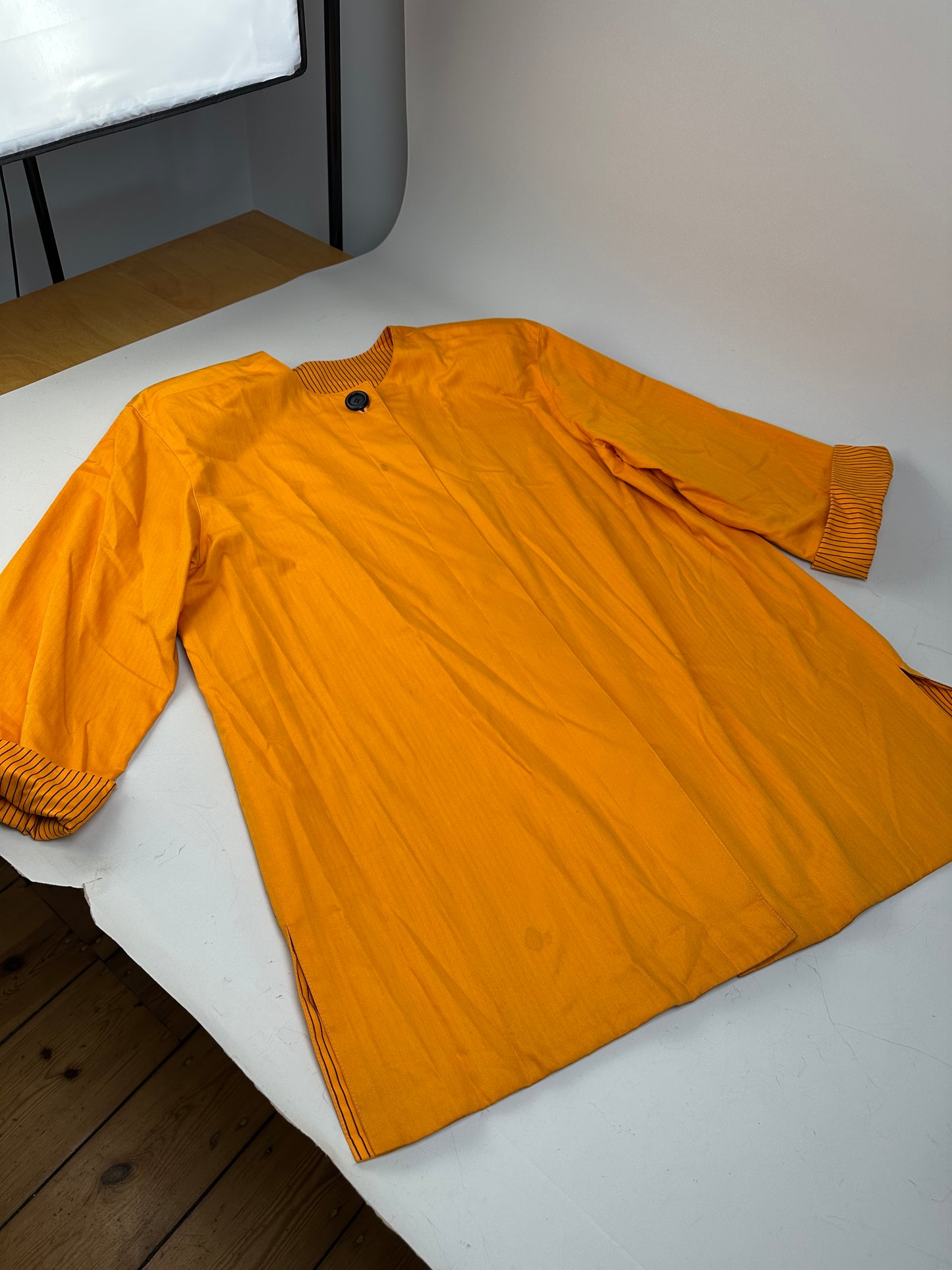 Vintage Dior Silk Coat Orange Black Button M