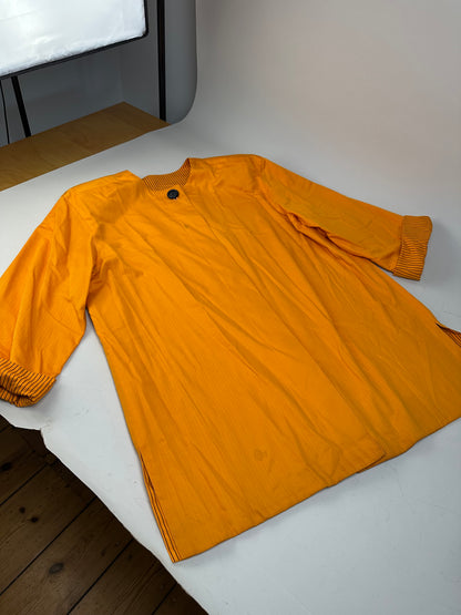 Vintage Dior Silk Coat Orange Black Button M
