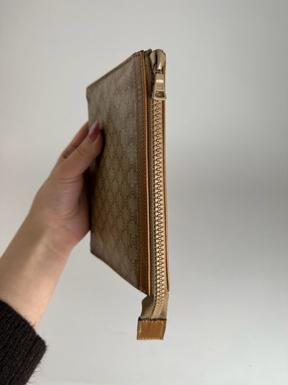 Vintage Celine Paris Leather Clutch beige