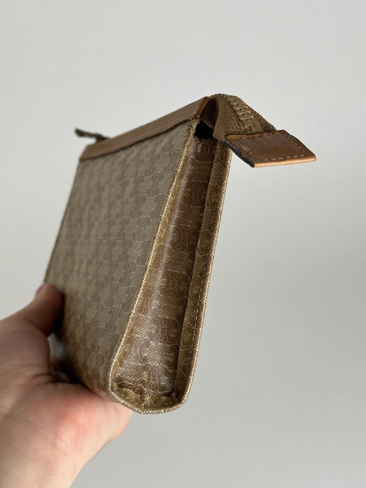 Vintage Celine Paris Leather Clutch beige