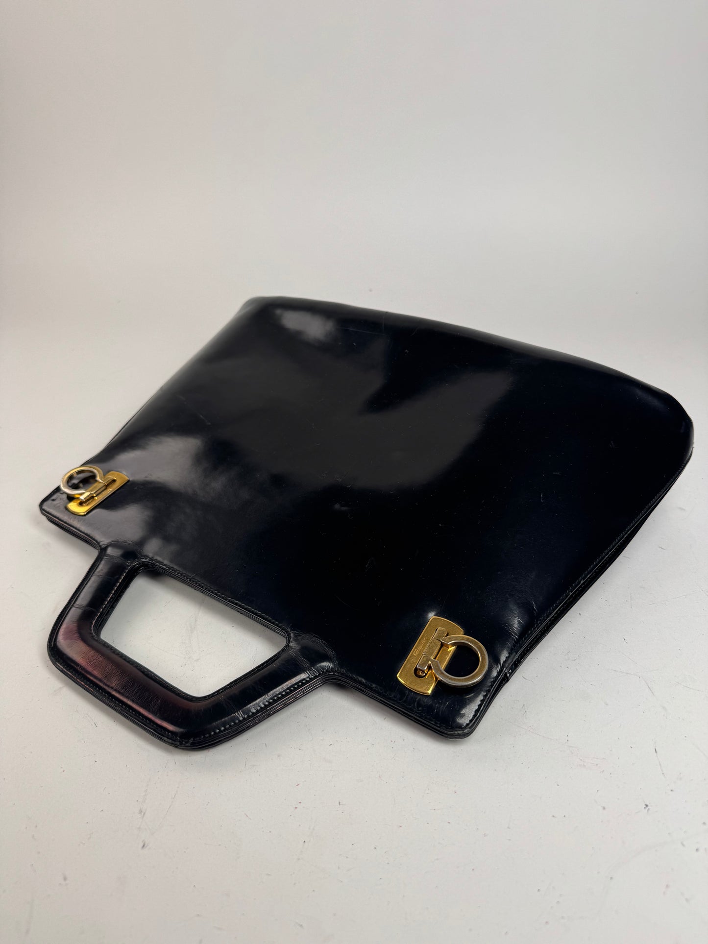 Vintage Salvatore Ferragamo Patent Leather Bag black