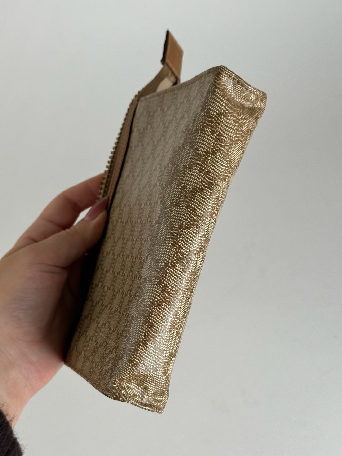 Vintage Celine Paris Leather Clutch beige