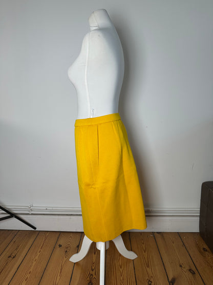 Vintage Yves Saint Laurent Marigold Yellow Wool Pencil Skirt
