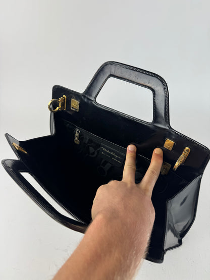 Vintage Salvatore Ferragamo Patent Leather Bag black