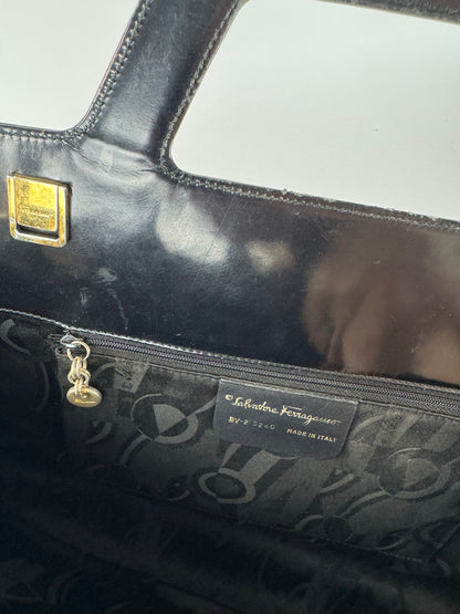 Vintage Salvatore Ferragamo Patent Leather Bag black