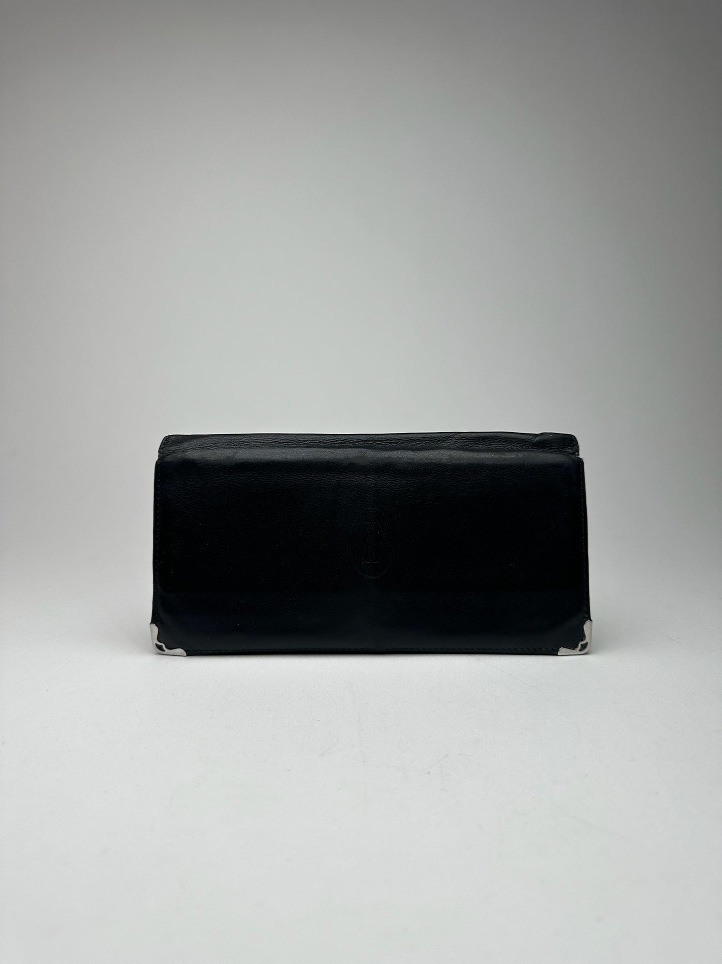 Porte-cartes vintage en cuir Cartier noir