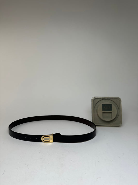 Vintage Dior Reversible Leather Belt Set Black Brown