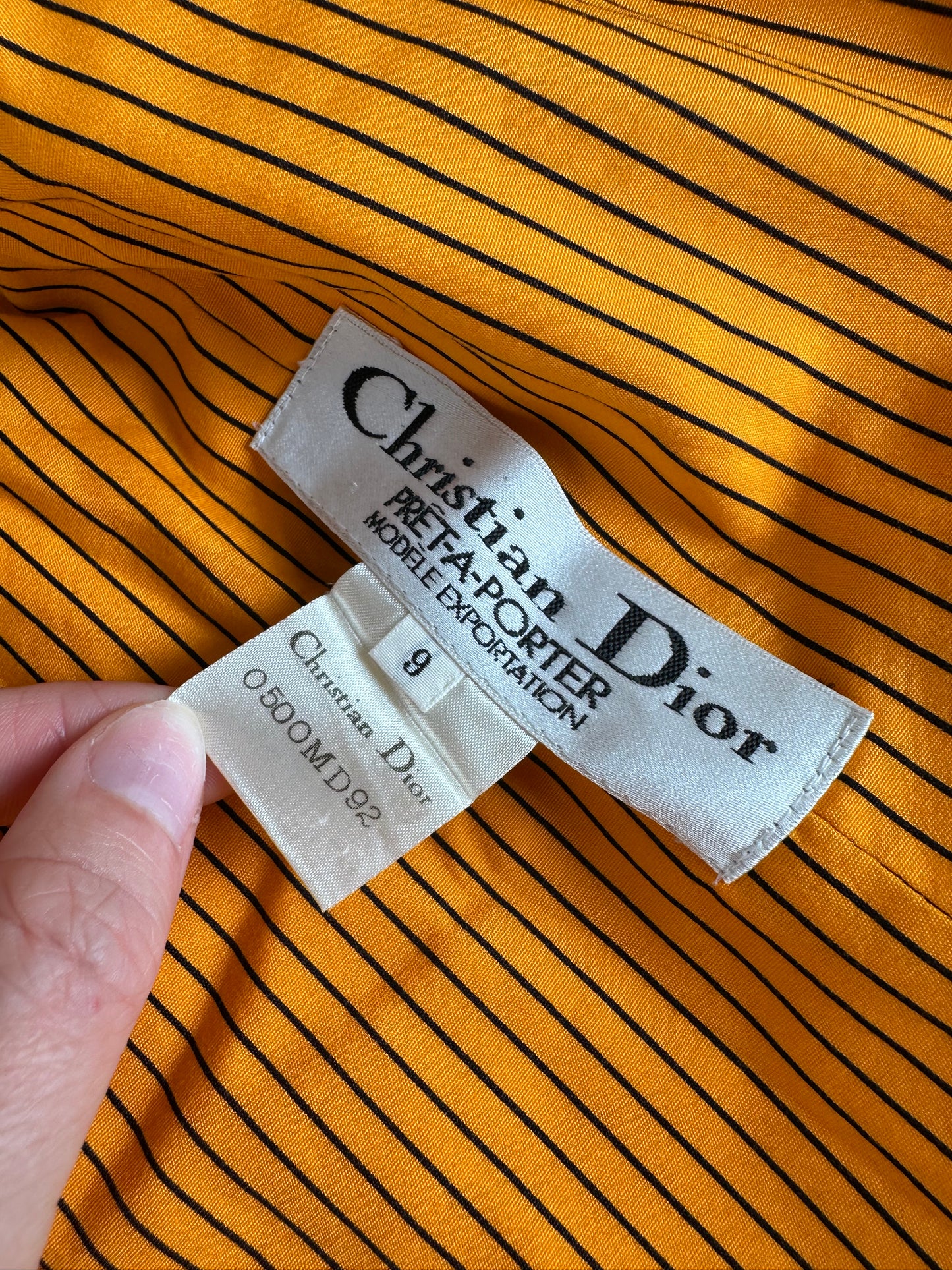 Vintage Dior Silk Coat Orange Black Button M