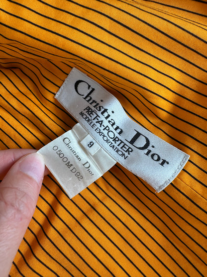 Vintage Dior Silk Coat Orange Black Button M