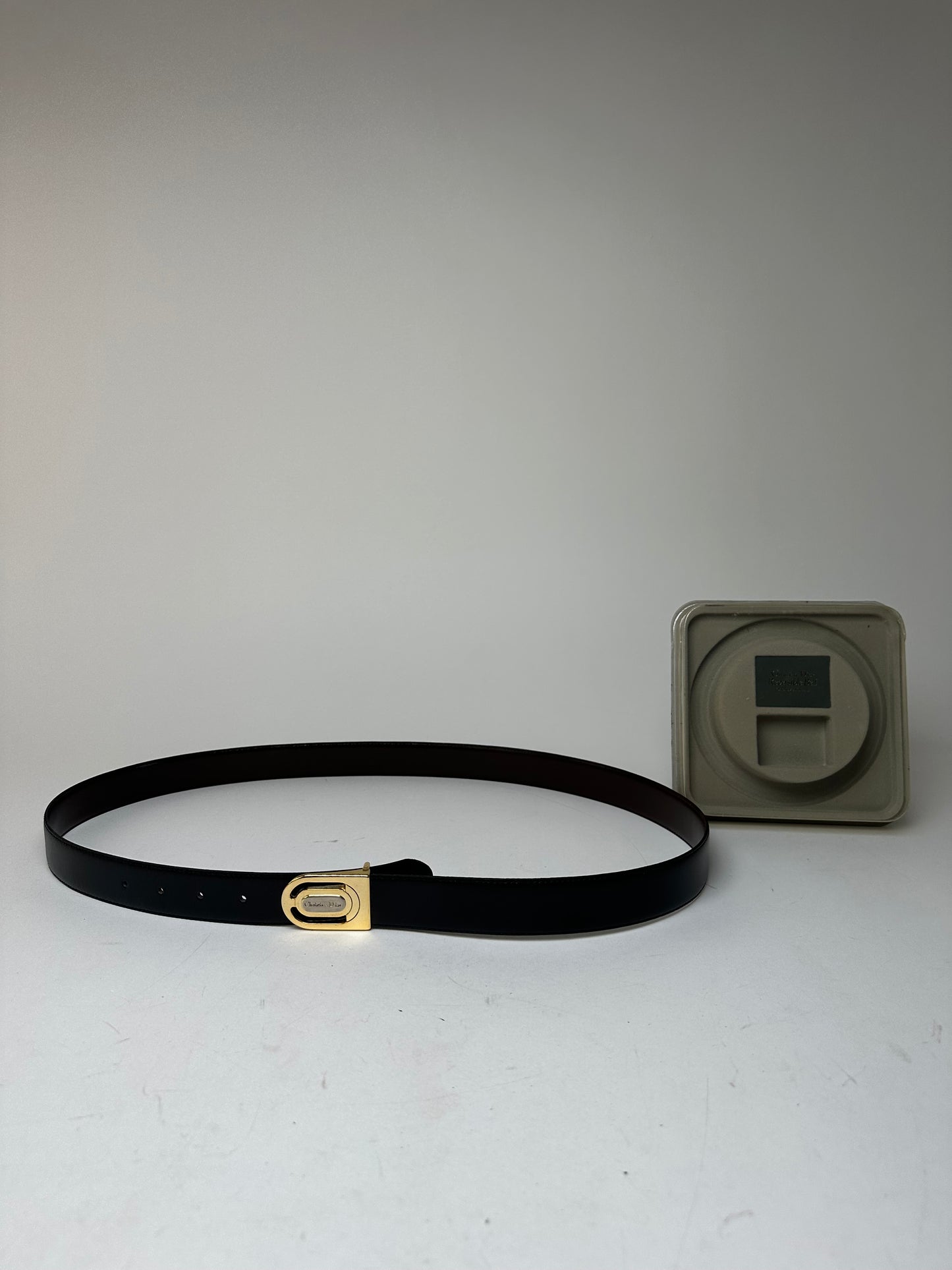 Vintage Dior Reversible Leather Belt Set Black Brown