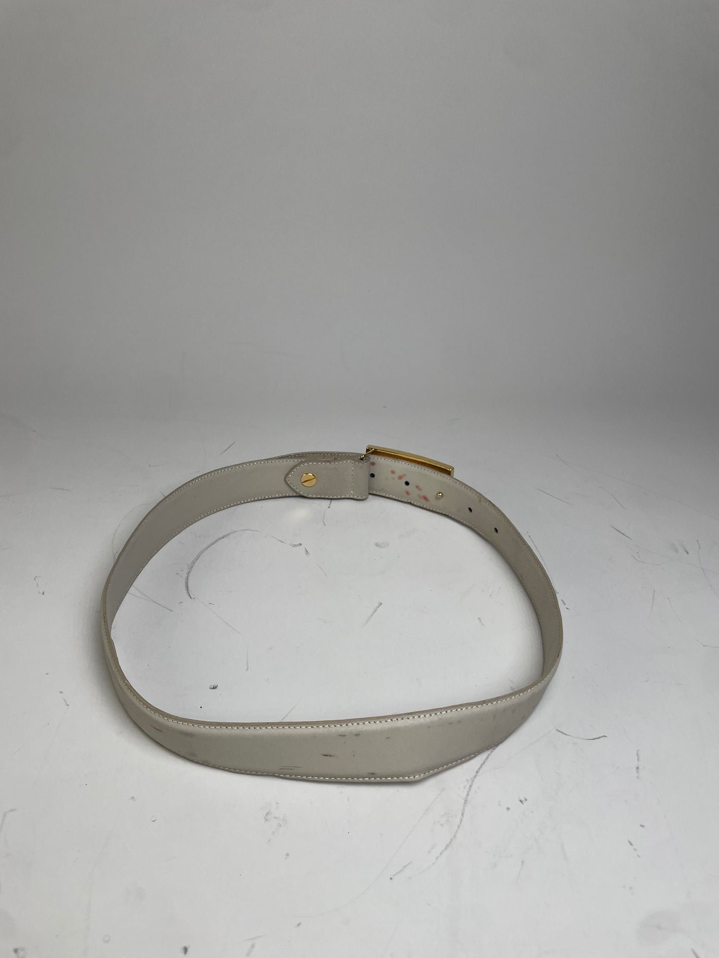 Vintage Fendi Leather F Logo Belt Cream Gold
