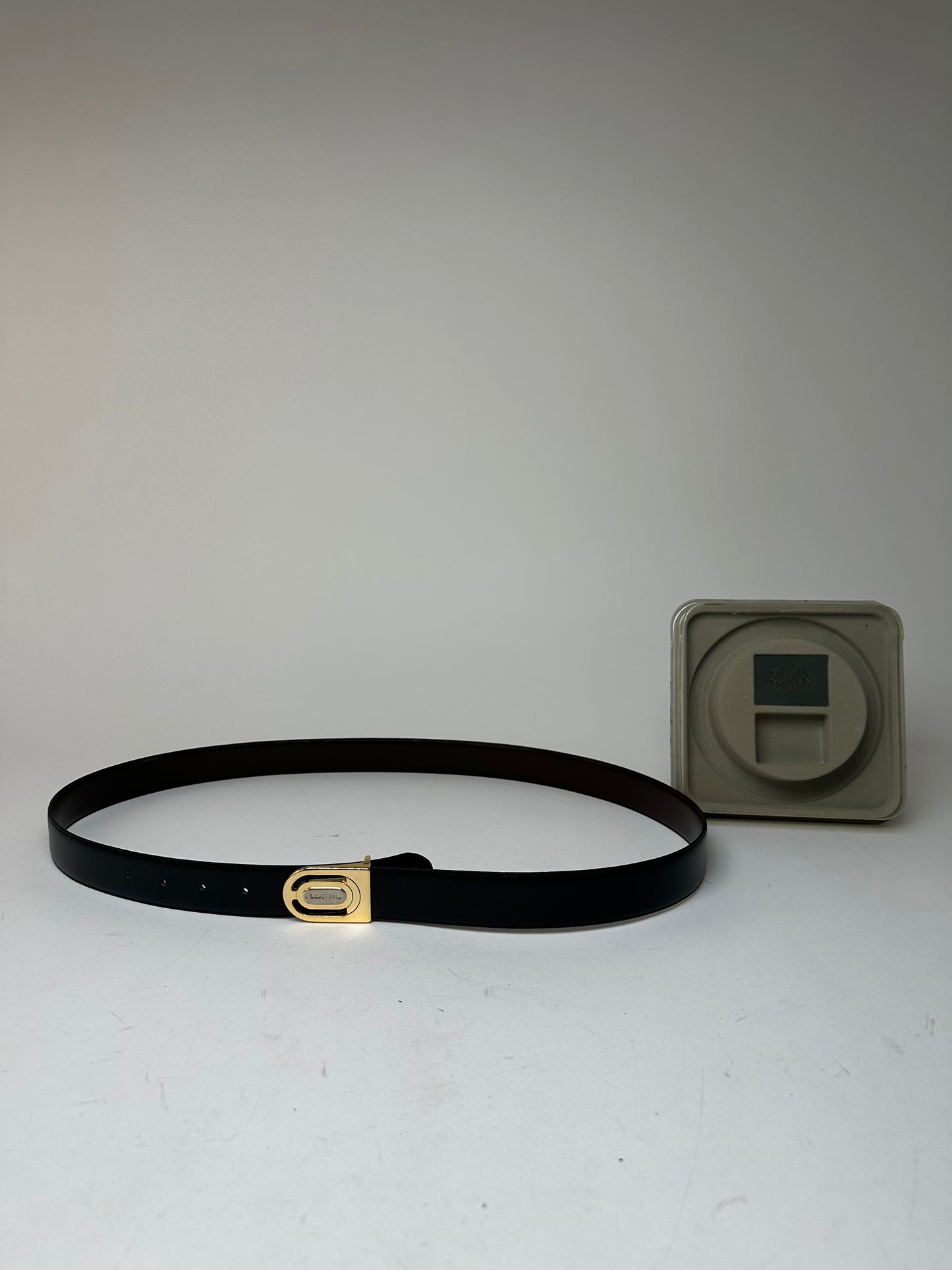 Vintage Dior Reversible Leather Belt Set Black Brown