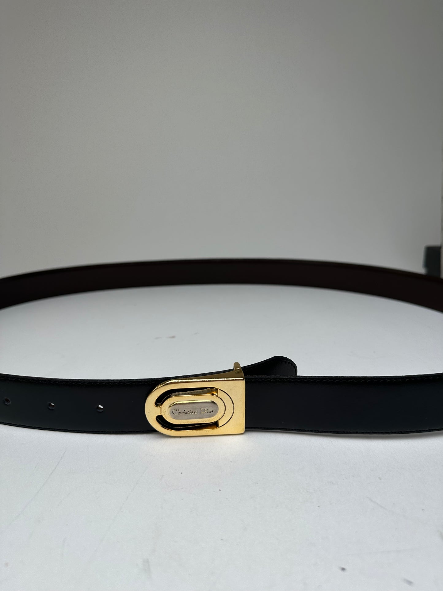 Vintage Dior Reversible Leather Belt Set Black Brown