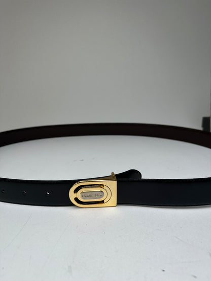 Vintage Dior Reversible Leather Belt Set Black Brown