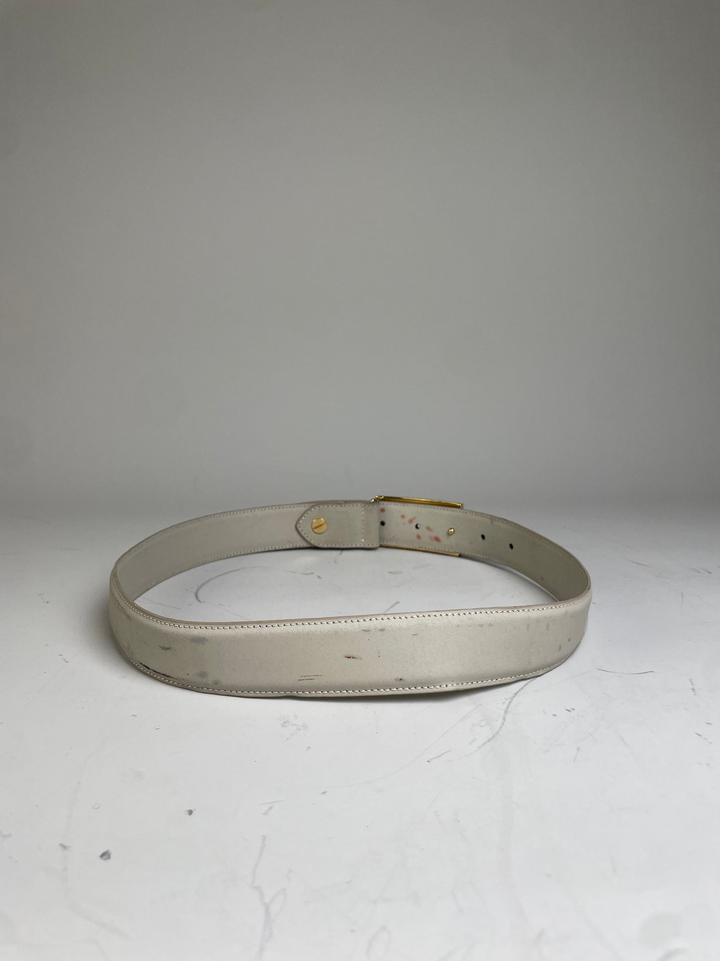 Vintage Fendi Leather F Logo Belt Cream Gold