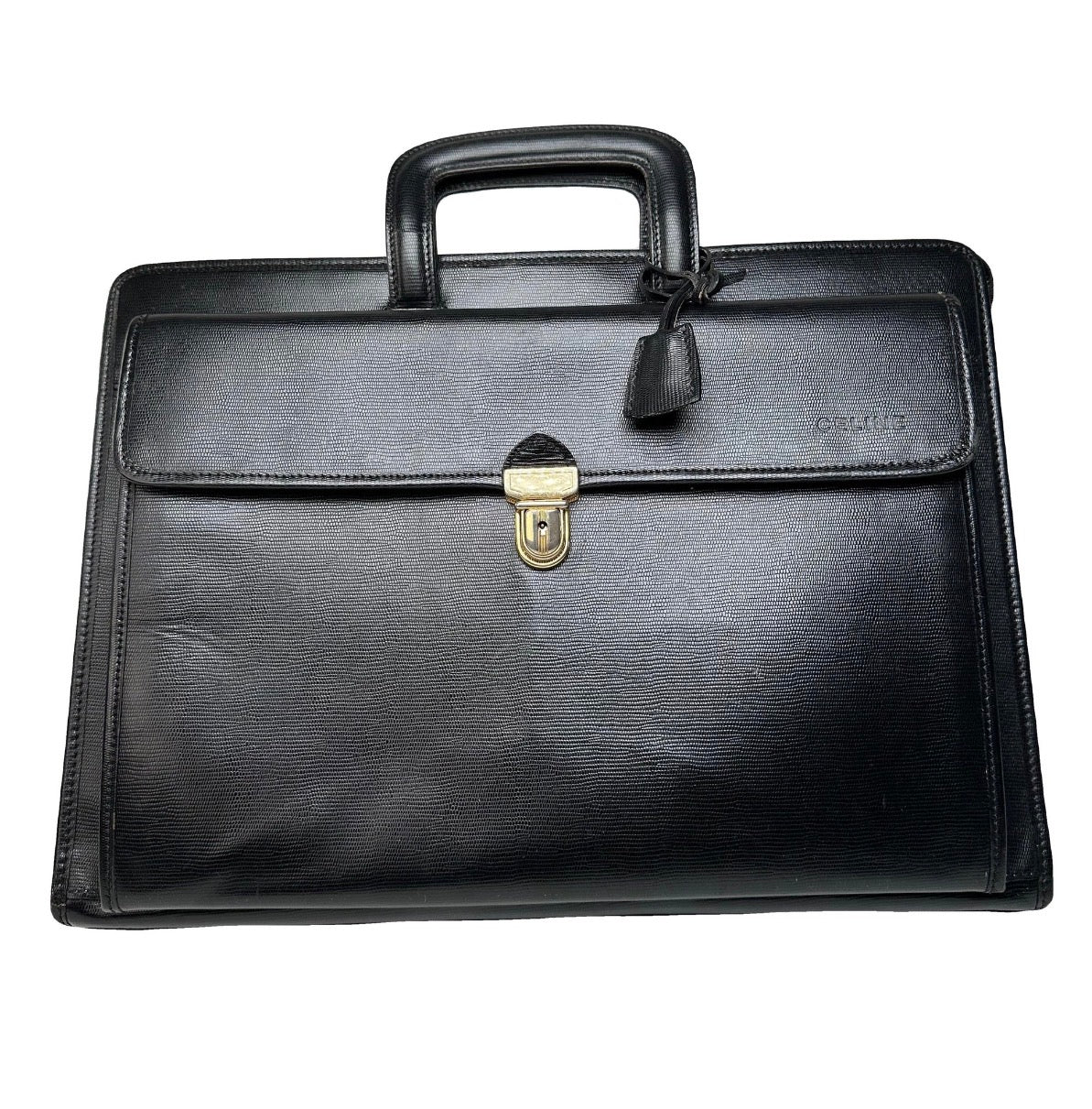 Celine Vintage Leather Briefcase Black