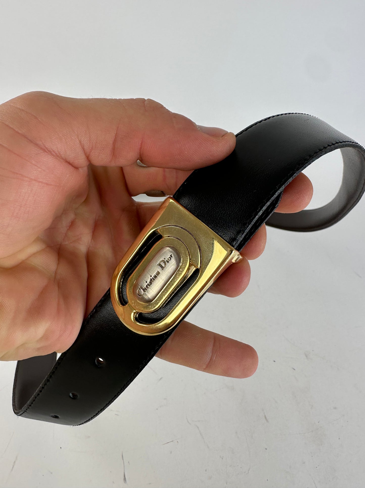 Vintage Dior Reversible Leather Belt Set Black Brown