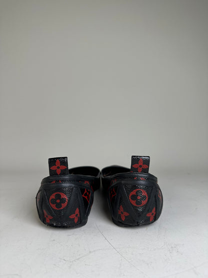 Vintage Louis Vuitton Monogram Canvas Ballerina Flats Black Red EU38.5