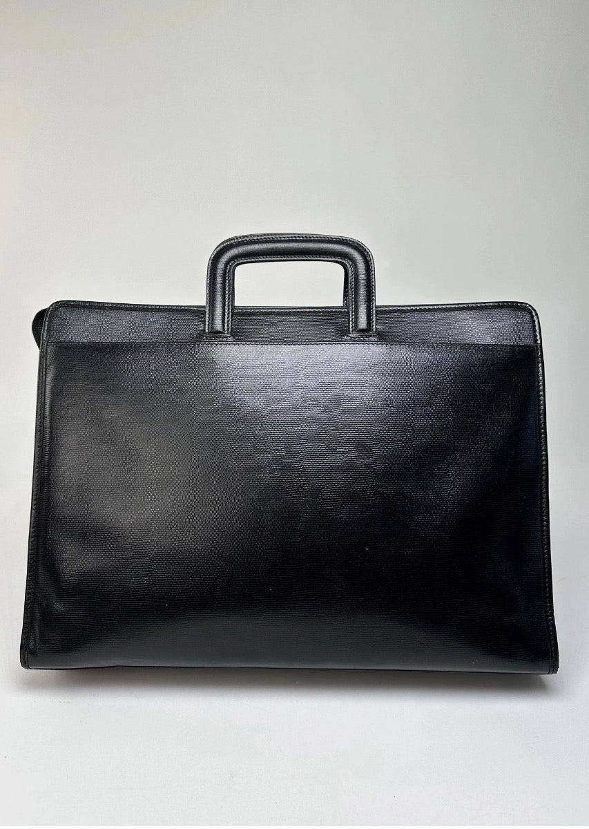 Celine Vintage Leather Briefcase Black