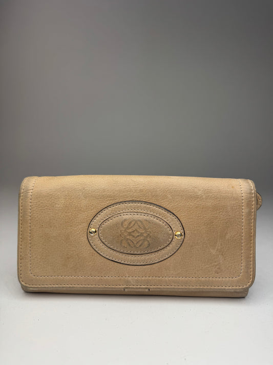 Vintage Loewe Madrid Anagram Leather wallet beige