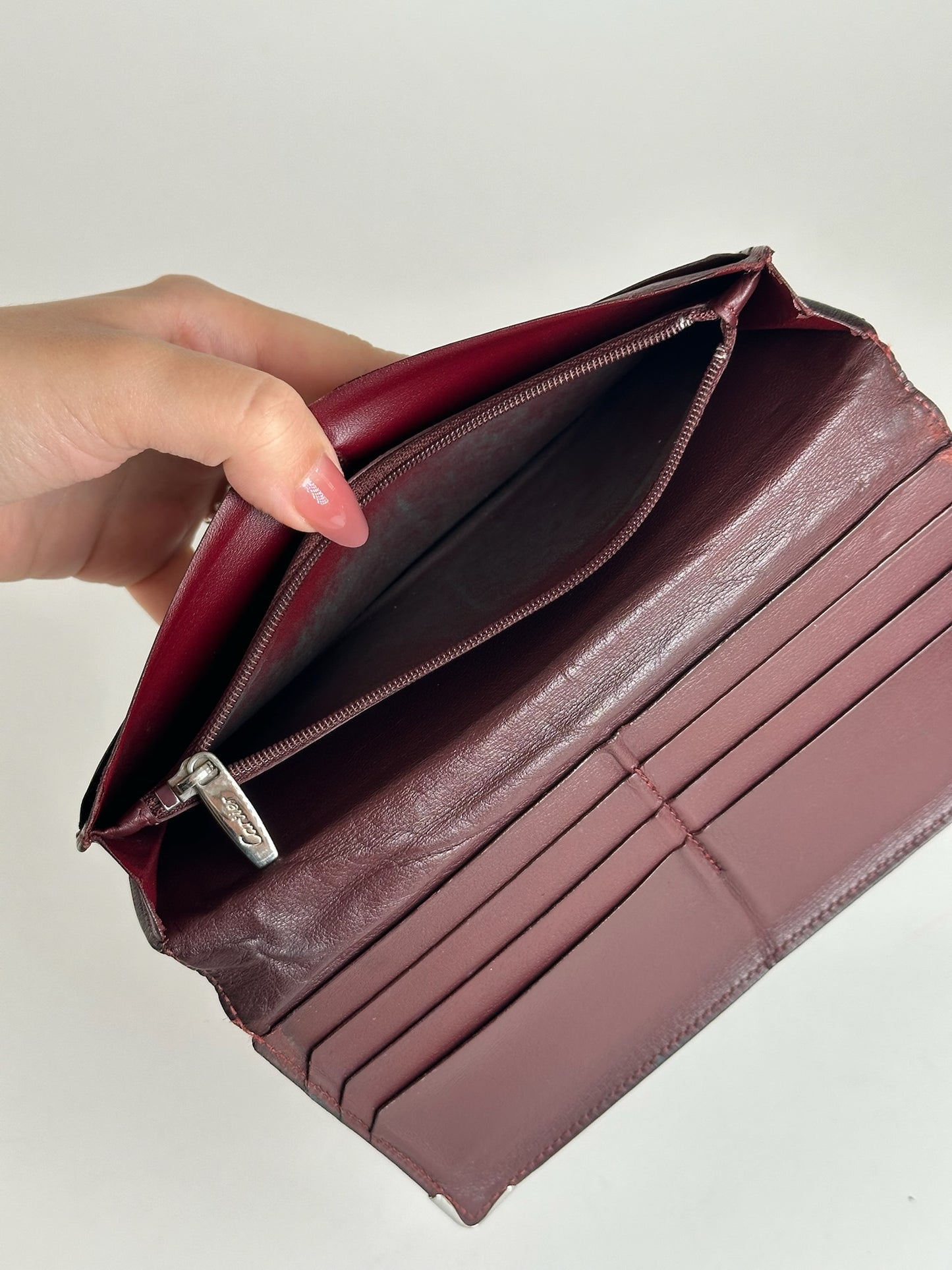 Porte-cartes vintage en cuir Cartier noir