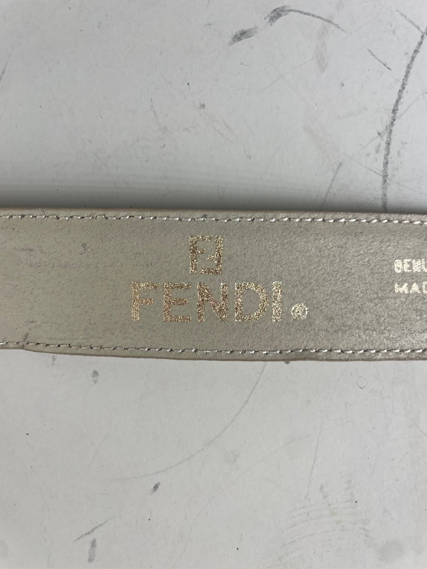 Vintage Fendi Leather F Logo Belt Cream Gold
