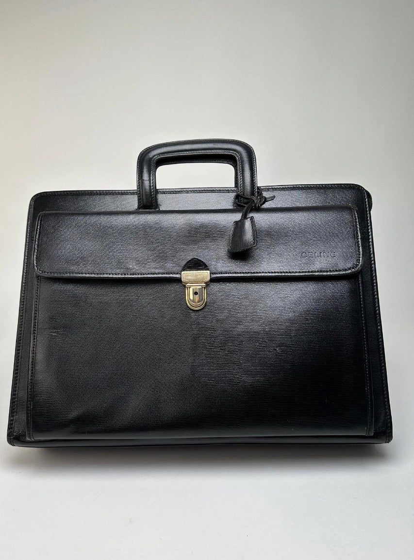 Celine Vintage Leather Briefcase Black