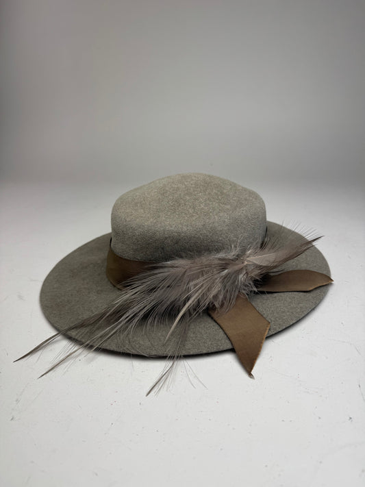 Vintage Jil Sander Wool Feather Hat Grey