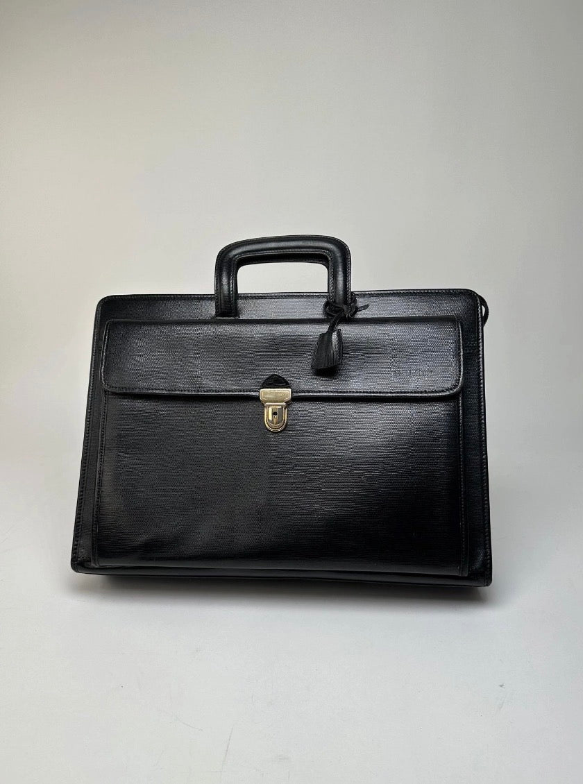 Celine Vintage Leather Briefcase Black