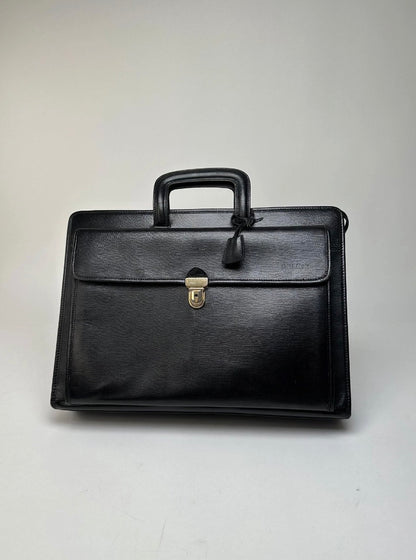 Celine Vintage Leather Briefcase Black