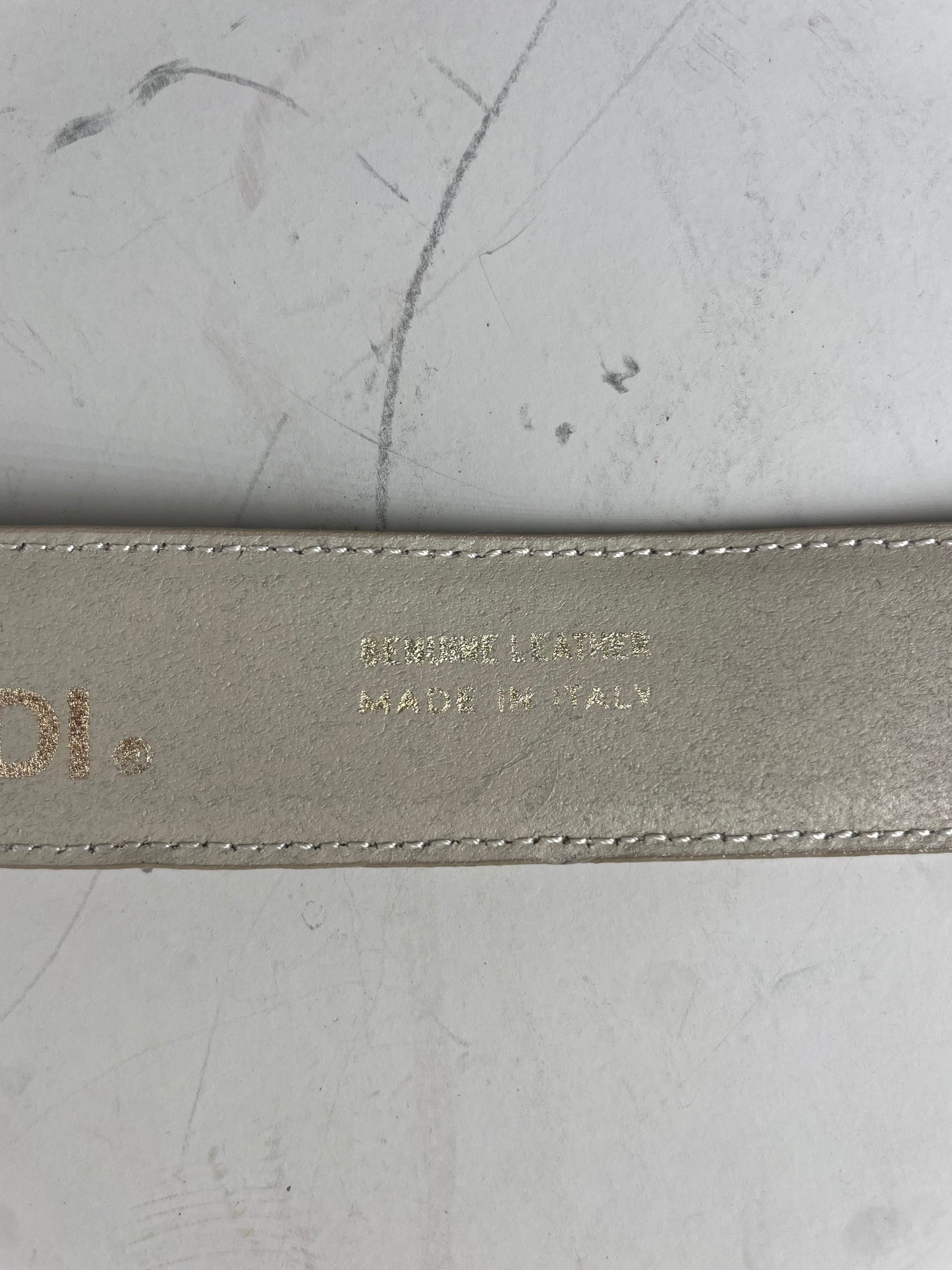 Vintage Fendi Leather F Logo Belt Cream Gold
