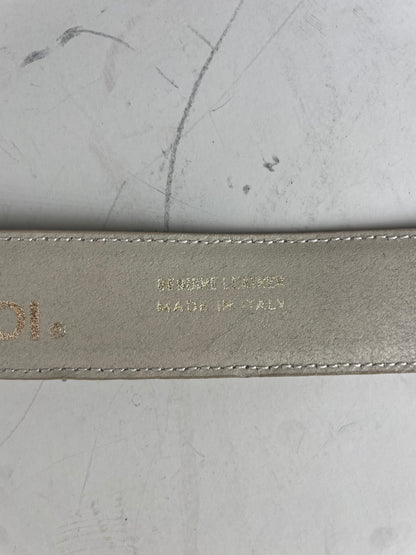 Vintage Fendi Leather F Logo Belt Cream Gold