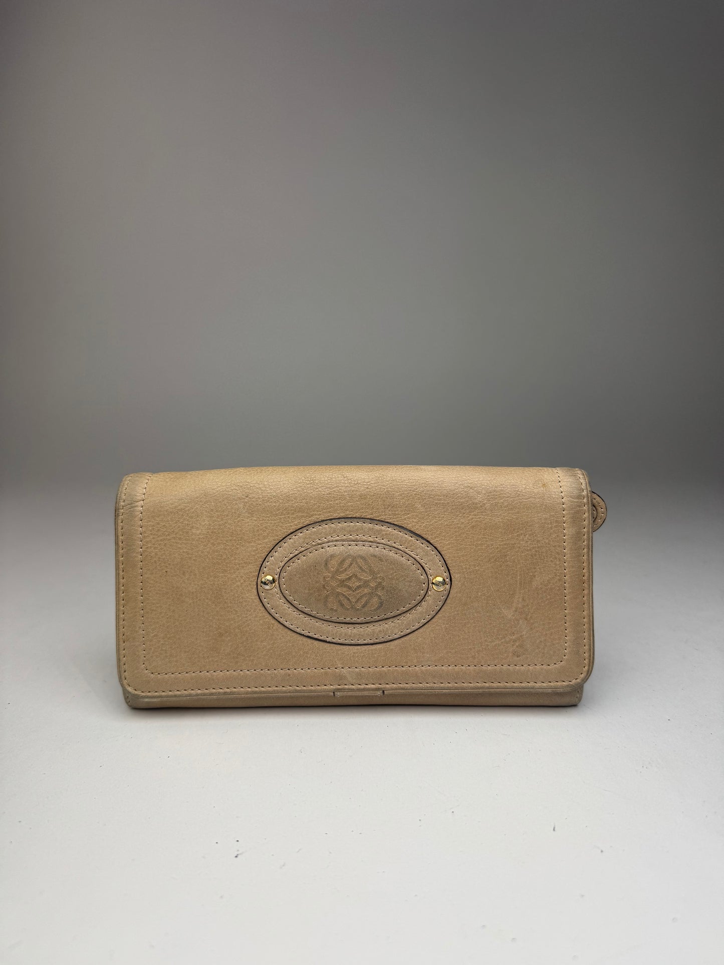Vintage Loewe Madrid Anagram Leather wallet beige