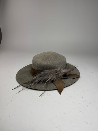 Vintage Jil Sander Wool Feather Hat Grey