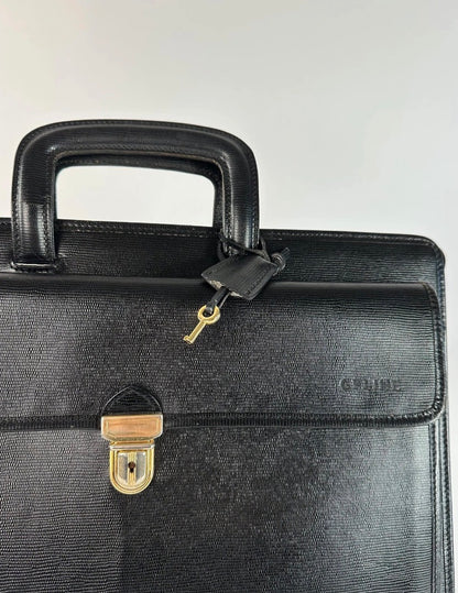 Celine Vintage Leather Briefcase Black