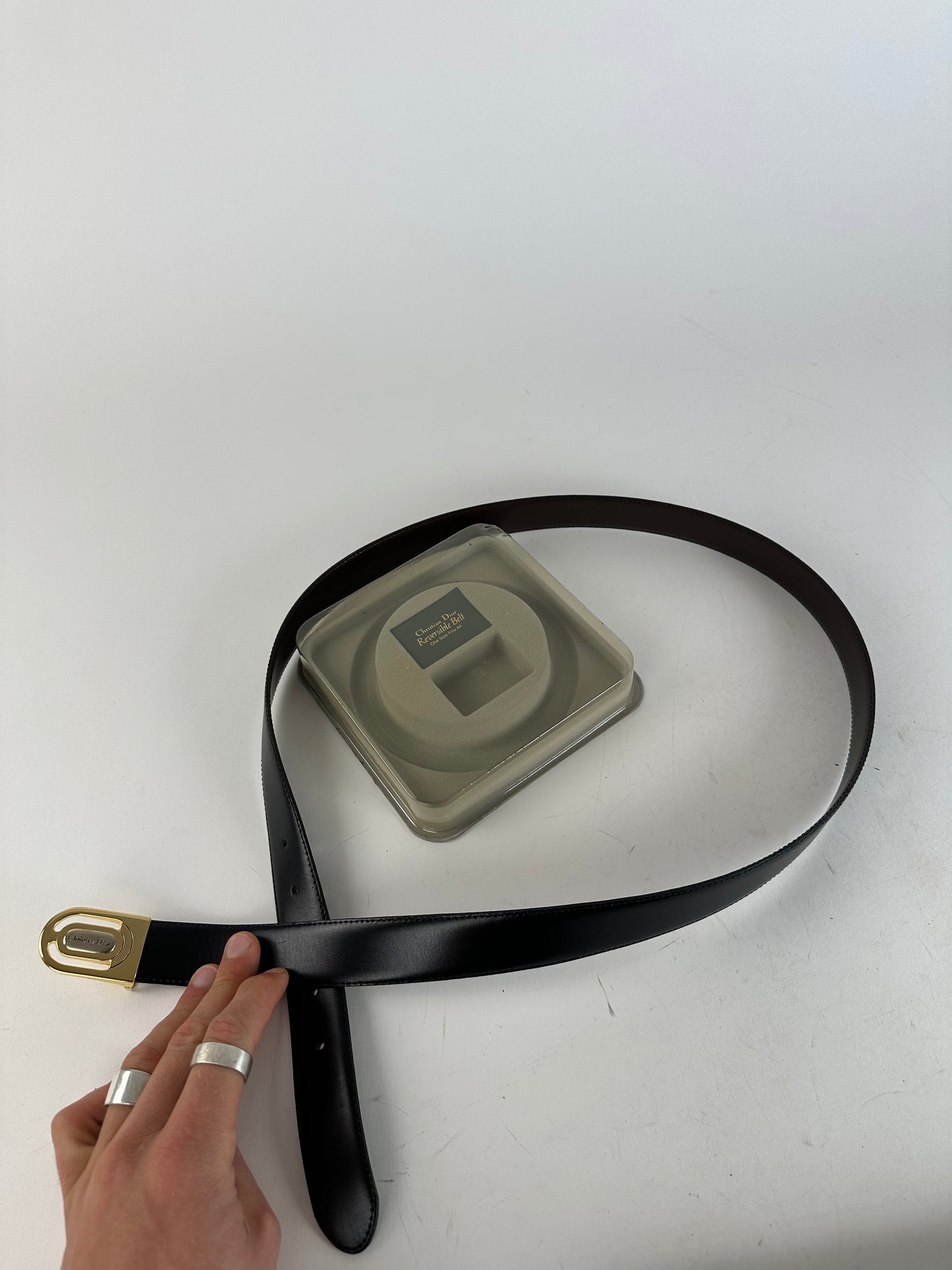 Vintage Dior Reversible Leather Belt Set Black Brown